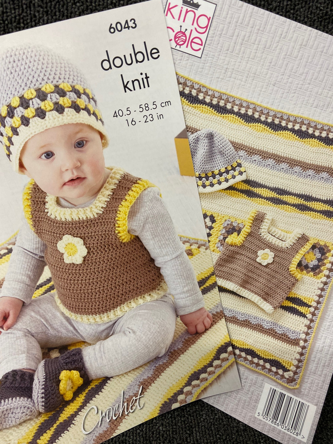 King Cole Baby Hat Tank Top Booties & Blanket Double Knit DK Crochet Pattern 6043