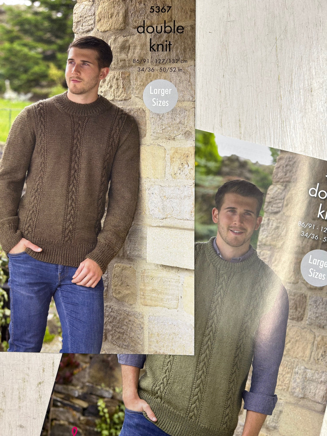 king cole gents jumper sweater cable knitting pattern double knit dk fabric shack malmesbury 5367