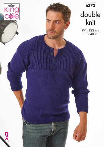 king cole hollywood collection easy knit knitting pattern gents mens jumper sweater fabric shack malmesbury P6373