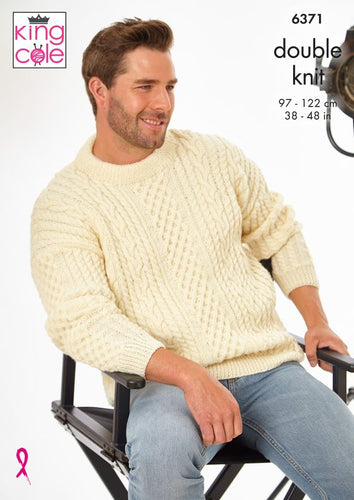 king cole hollywood collection knitting pattern gents mens cable jumper sweater fabric shack malmesbury P6371