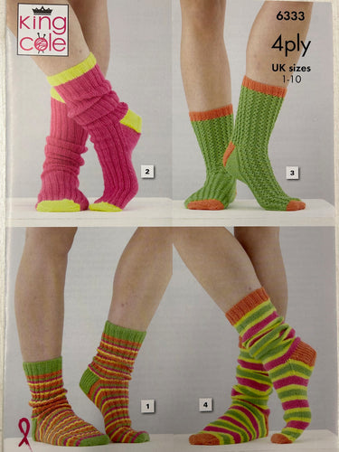King Cole Knitting Pattern Ladies & Gents Socks Tiptoe 4Ply 6333