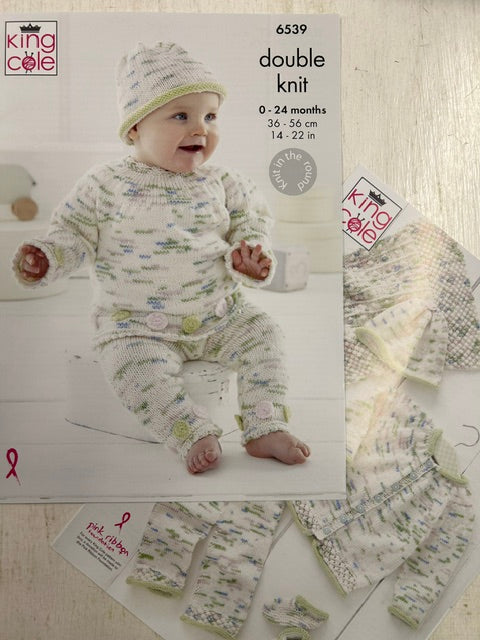 king cole knitting pattern Babies Jumper Cardigan Leggings Hat Bootees Blanket Dot Dot Dash Double Knit fabric shack malmesbury 6539