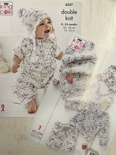king cole knitting pattern Babies Onesie Hat Jumper Shorts Hat Blanket Dot Dot Dash Double Knit fabric shack malmesbury 6537