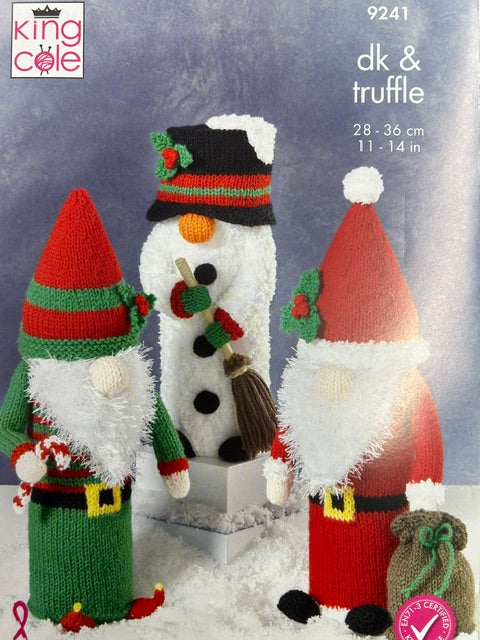 king cole knitting pattern Christmas Elf, Santa & Snowman Tubes Truffle & DK 9241 fabric shack malmesbury