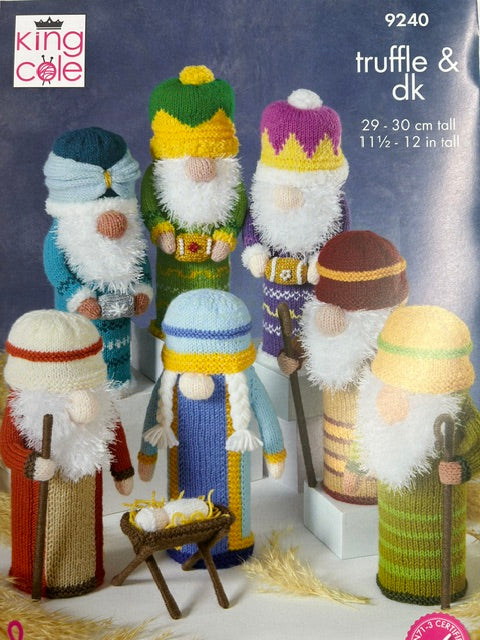 king cole knitting pattern Christmas nativity scene Tubes Truffle & DK 9240 fabric shack malmesbury