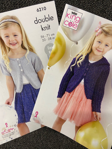 king cole knitting pattern kids children childs Kids Cardigan DK Double Knit Glitz 6210 yarn wool fabric shack malmesbury