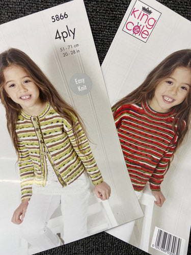 king cole knitting pattern kids children childs cardigan 4ply 4 ply footsie yarn wool fabric shack malmesbury 5866