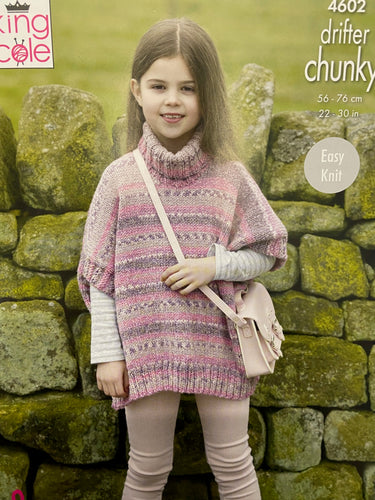 king cole knitting pattern kids jumper sweater poncho chunky knit wool yarn fabric shack malmesbury 4602