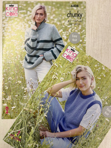 king cole knitting pattern ladies 6408 tank top slipover slip over jumper dalesway chunky easy knit fabric shack malmesbury