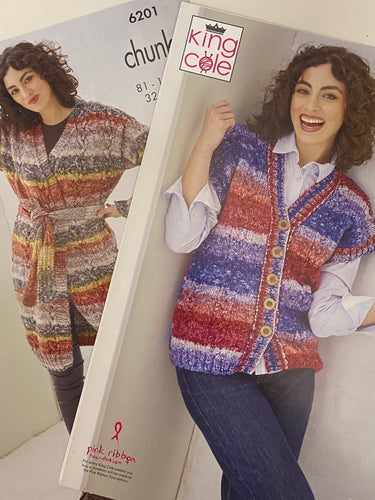 king cole knitting pattern ladies cardigan jumper sweater coat 6201 hedgerow chunky wool knit fabric shack malmesbury