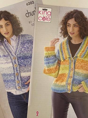 king cole knitting pattern ladies cardigan jumper sweater coat 6202 hedgerow chunky wool knit fabric shack malmesbury