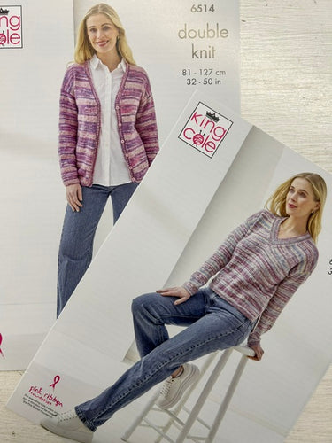 king cole knitting pattern v neck jumper cardigan double knit dk homespun prism 6514 fabric shack malmesbury