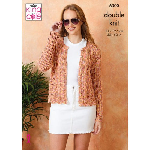 king cole ladies knitting pattern cardigan 6300 cottonsoft cotton sort crystal yarn wool dk double knit fabric shack malmesbury