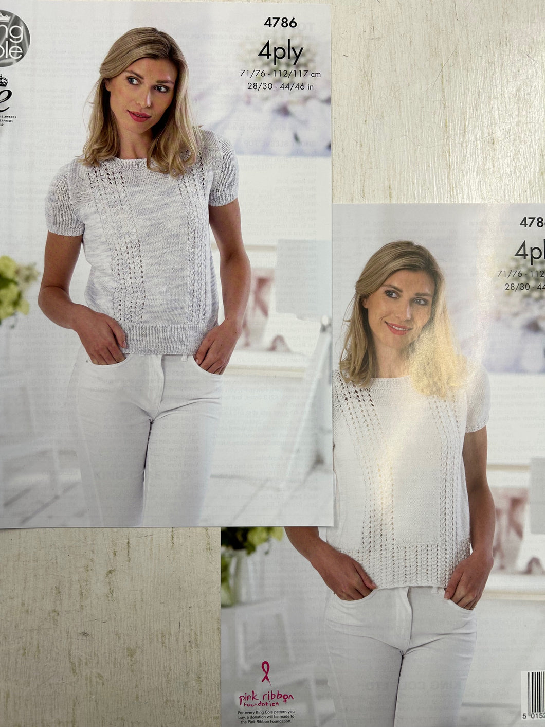 king cole ladies t-shirt top knitting pattern 4ply 4 ply fabric shack malmesbury 4786