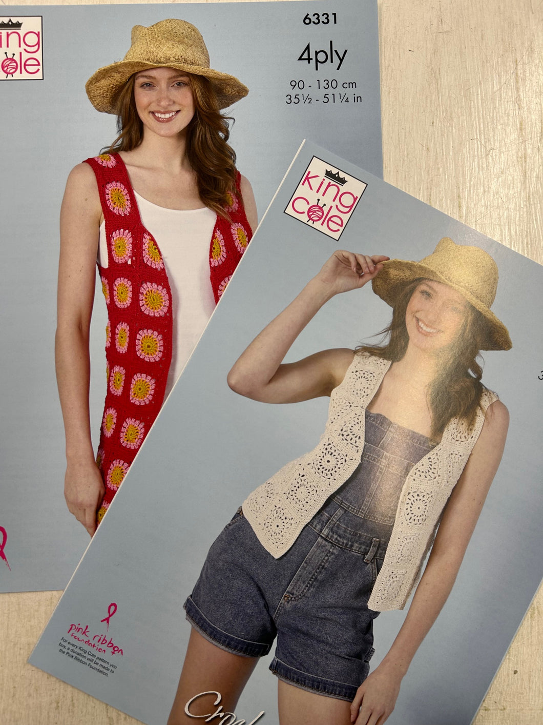 king cole ladies waistcoat boho cardigan crochet pattern granny squares 4 ply 4ply fabric shack malmesbury 6331