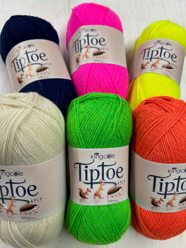 king cole tiptoe tip toe sock yarn retro neon 4ply 4 ply wool yarn knitting knit fabric shack malmesbury