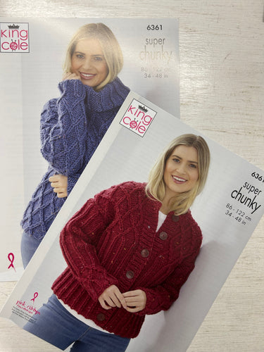 ladies jumper sweater cardigan roll neck knitting pattern big value super chunky tweed fabric shack malmesbury 6361