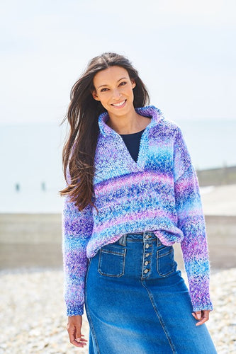 ladies jumper sweater stylecraft that colour vibe chunky merino wool blend knit knitting pattern 10024 fabric shack malmesbury
