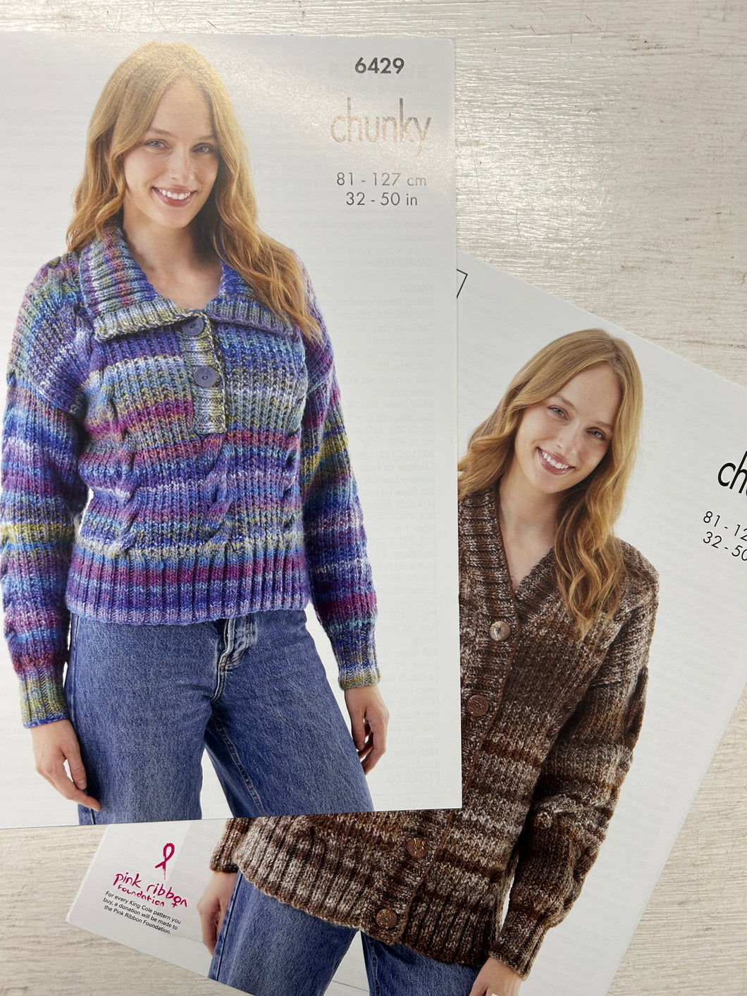 ladies womens jumper sweater cardigan knitting pattern chunky cottagespun knit fabric shack malmesbury 6429