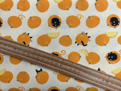 leezaworks dear stella furruit platter cat black fruit orange lemon straw cotton fabric shack malmesbury