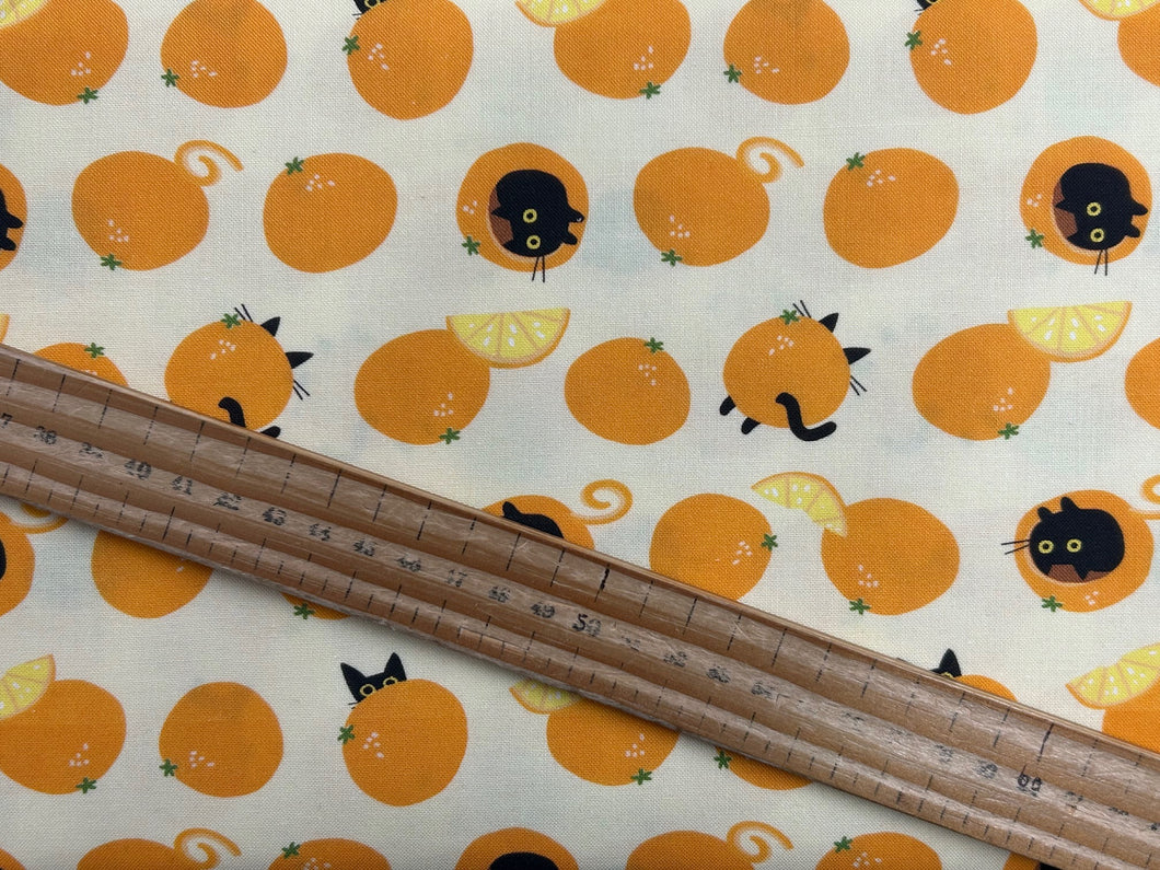 leezaworks dear stella furruit platter cat black fruit orange lemon straw cotton fabric shack malmesbury