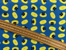 leezaworks dear stella furruit platter cat black fruit pineapple regatta blue cotton fabric shack malmesbury