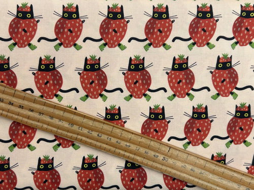 leezaworks dear stella furruit platter cat black fruit strawberry strawberries blush pink cotton fabric shack malmesbury