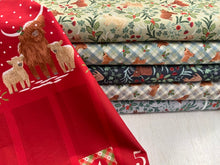 lewis and irene celtic christmas highland cows christmas advent panel fabric shack malmesbury highlands gingham