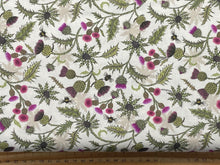 Lewis & Irene Highlands Bee & Thistle Soft Cream Cotton Fabric by 1/4 Metre*