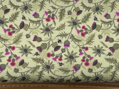 lewis & and irene highlands thistle celtic highland bee thistle soft green cotton fabric shack malmesbury