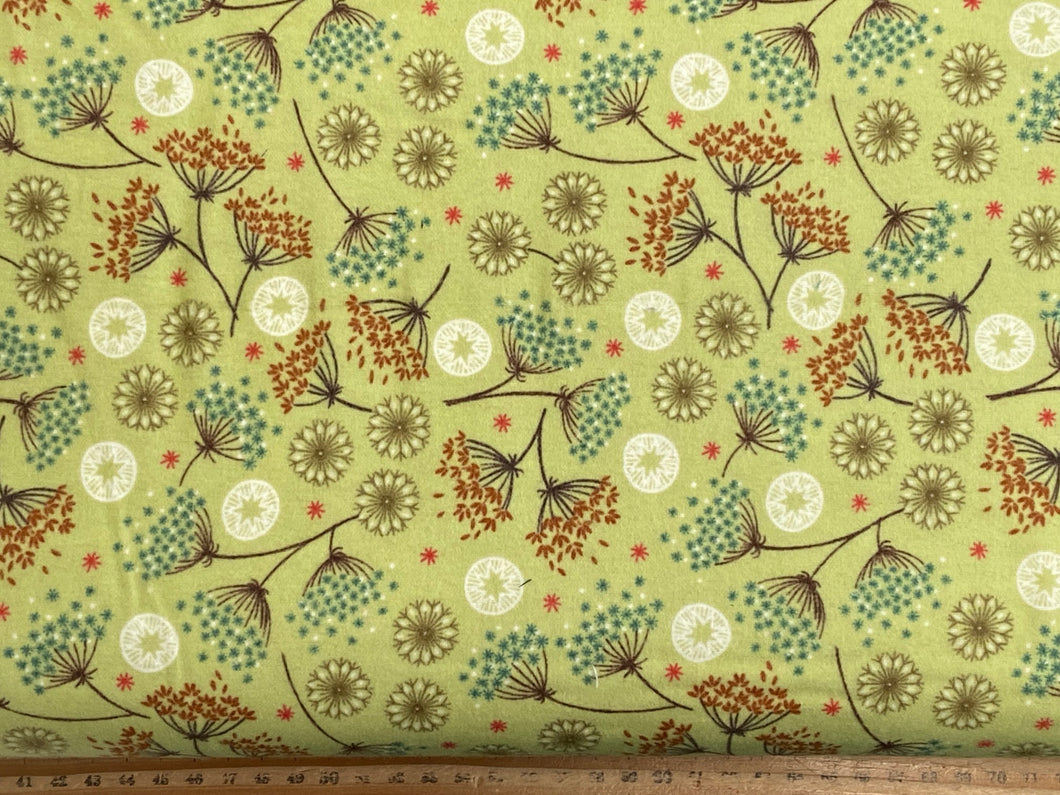 lewis and irene new forest winter flannel brushed cotton floral flowers green berries fabric shack malmesbury