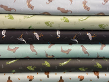 Lewis & Irene Small Things Rivers & Creeks Frogs & Toads Swamp Dark Grey Cotton Fabric by the 1/4 Metre*