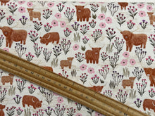 lewis & and irene a celtic summer summer meadow highland cow cows cream cotton fabric shack malmesbury