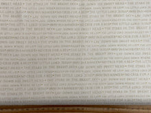 lewis & and irene away in a manger christmas cotton nativity scene script words cream gold metallic fabric shack malmesbury