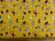 lewis & and irene away in a manger christmas cotton nativity scene wise men donkey sheep shepherd gold metallic fabric shack malmesbury