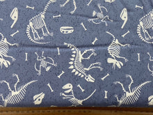 lewis & and irene dino dinosaur glow in the dark cotton fabric shack malmesbury skeleton bones blue