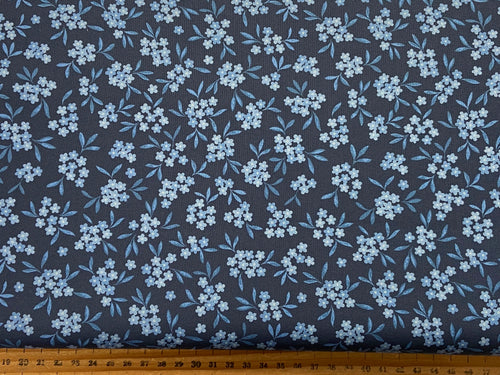 lewis & and irene forget me not forget-me-not lane flowers floral blue cotton fabric shack malmesbury