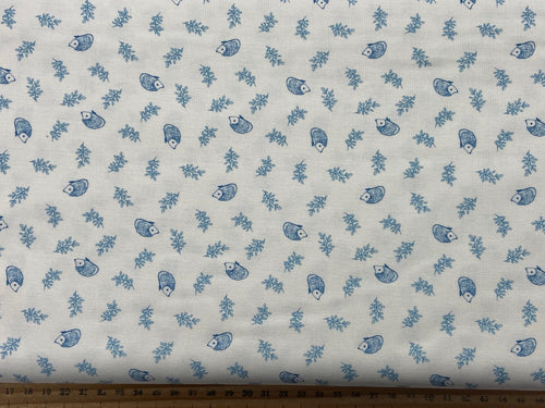 lewis & and irene forget me not forget-me-not lane flowers floral hedgehog blue white cotton fabric shack malmesbury 2