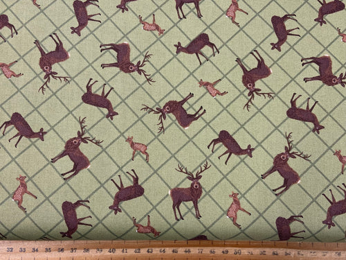 lewis & and irene loch lewis stag check plaid fawn scottish highlands cotton fabric shack malmesbury