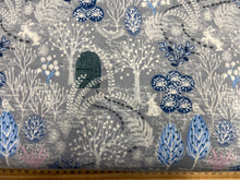 lewis & and irene secret winter garden brushed cotton flannel tree seed pod flower forest hare owl frost grey fabric shack malmesbury