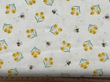 lewis & and irene small things country garden bumble bee daffodil yellow lemon cotton fabric shack malmesbury