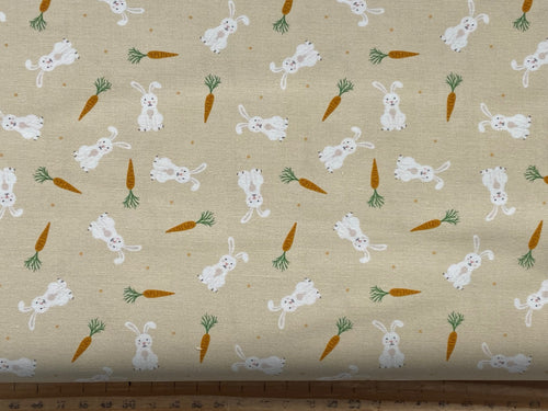 lewis & and irene small things country garden bunny rabbit carrot easter bunnies natural cotton fabric shack malmesbury