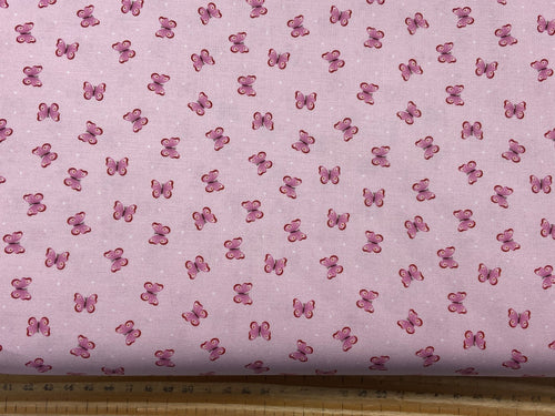 lewis & and irene small things country garden butterfly butterflies pink cotton fabric shack malmesbury