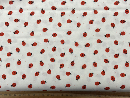 lewis & and irene small things country garden ladybird ladybirds cream cotton fabric shack malmesbury