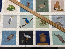 lewis & and irene small things rivers and creeks otter beaver frog heron kingfisher canadian goose panel cotton fabric shack malmesbury