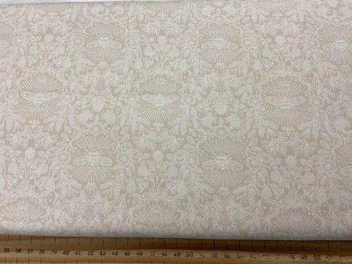 lewis & and irene tiny tonals tone on tone bumble bee queen bee beige cotton fabric shack malmesbury