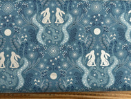 lewis & and irene winter winters moon hare star metallic pearl blue hare iced aqua cotton fabric shack malmesbury