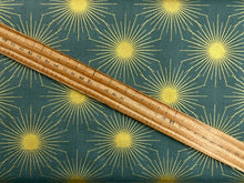 lewis & irene winter solstice stone henge trees sun star flowers metallic cotton fabric shack malmesbury solstice sun teal 