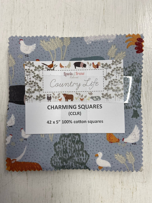 lewis and & irene charming squares charm pack pre-cut five inch squares country life cotton fabric shack malmesbury