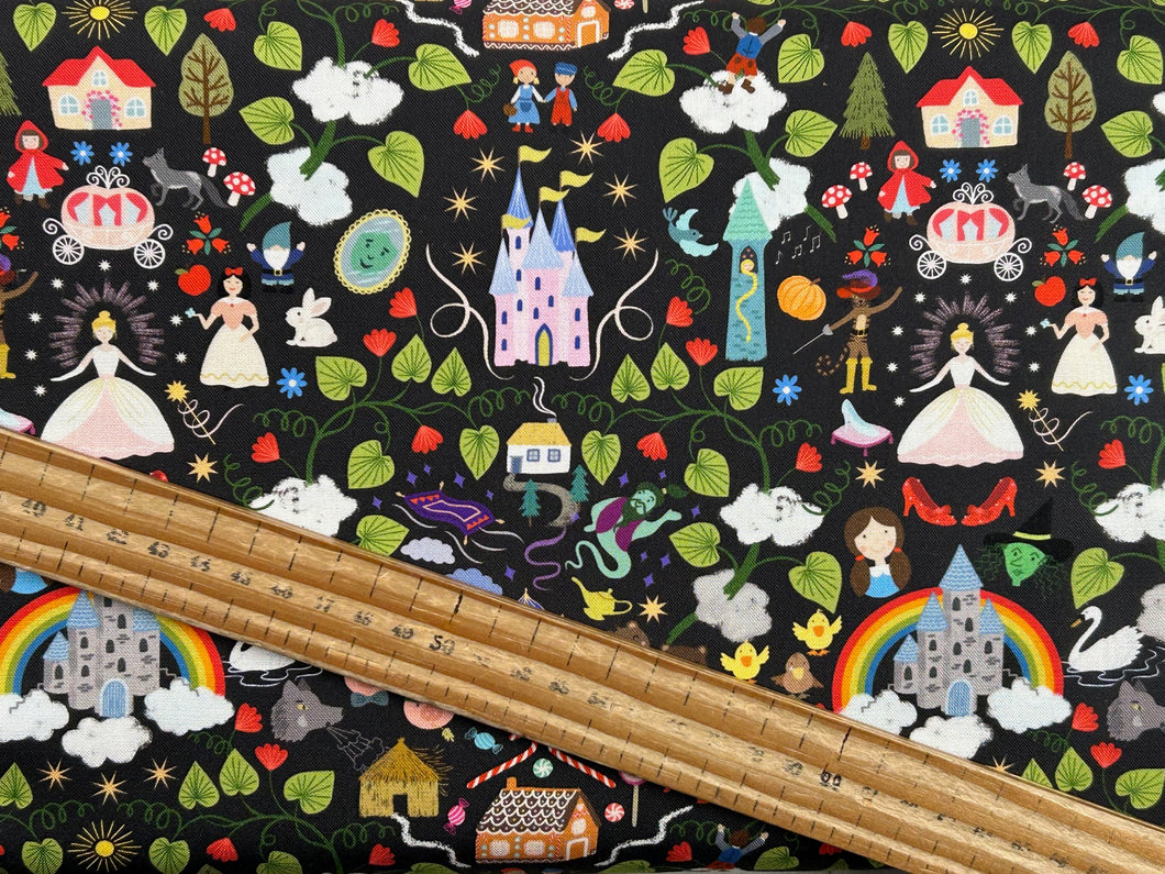 lewis and & irene small things fairytales fairy tales red riding hood puss in boots cinderella black cotton fabric shack malmesbury